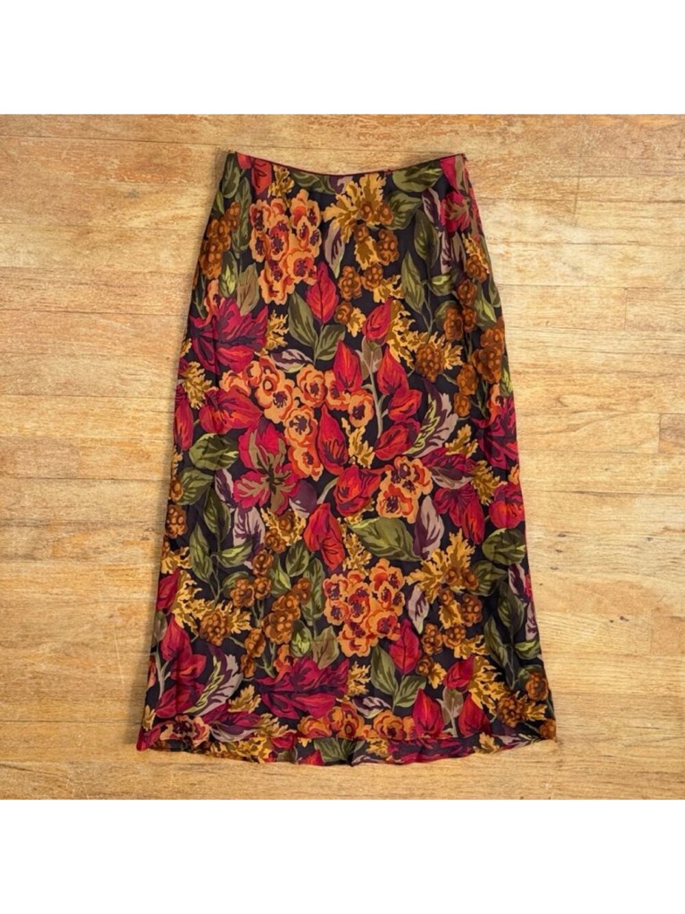 Vintage Floral Silk Midi Dress Size Small 6 26" Waist 90s Crepe Cottagecore Flow